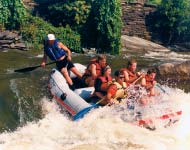 Whitewater rafting on the river.